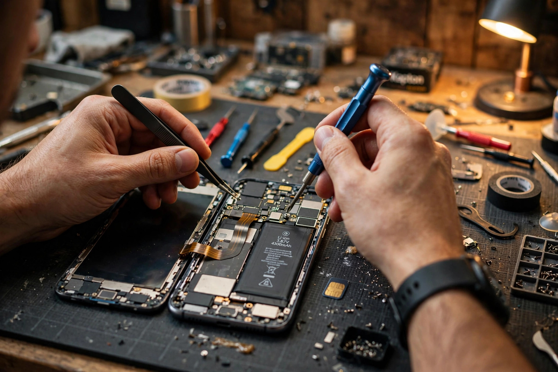 Phone repair close-up