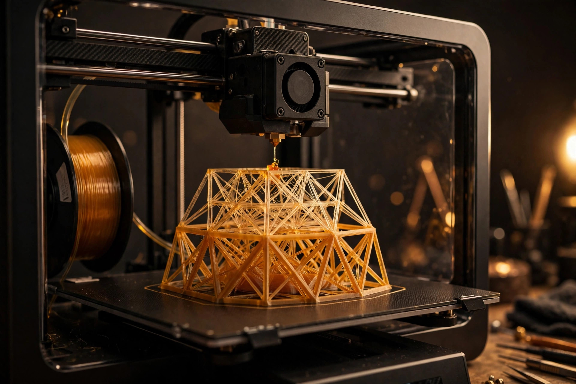 3D printer creating a geometric object